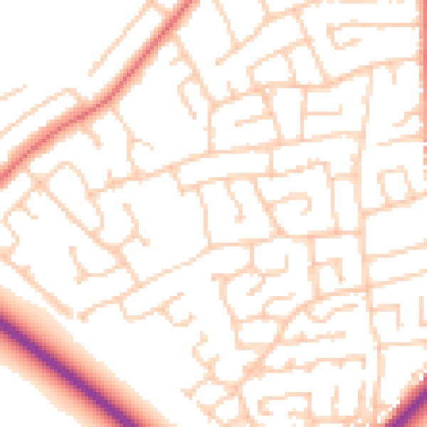 Daytime road noise heatmap for PR1 0PP