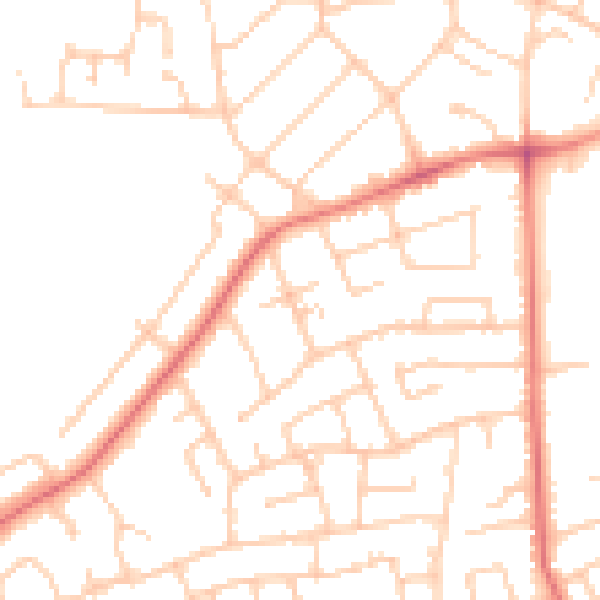 Daytime road noise heatmap for PR1 0RA