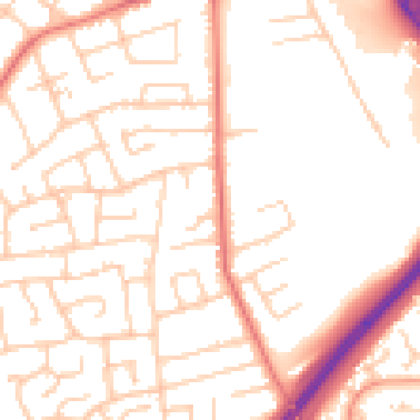 Daytime road noise heatmap for PR1 0UR