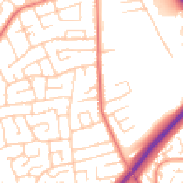 Daytime road noise heatmap for PR1 0UT