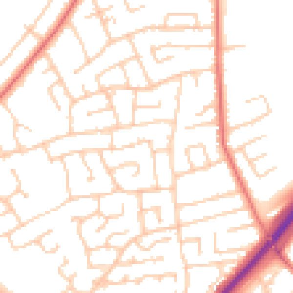 Daytime road noise heatmap for PR1 0XU