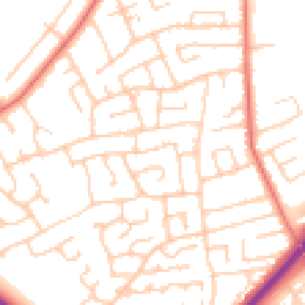 Daytime road noise heatmap for PR1 0XX