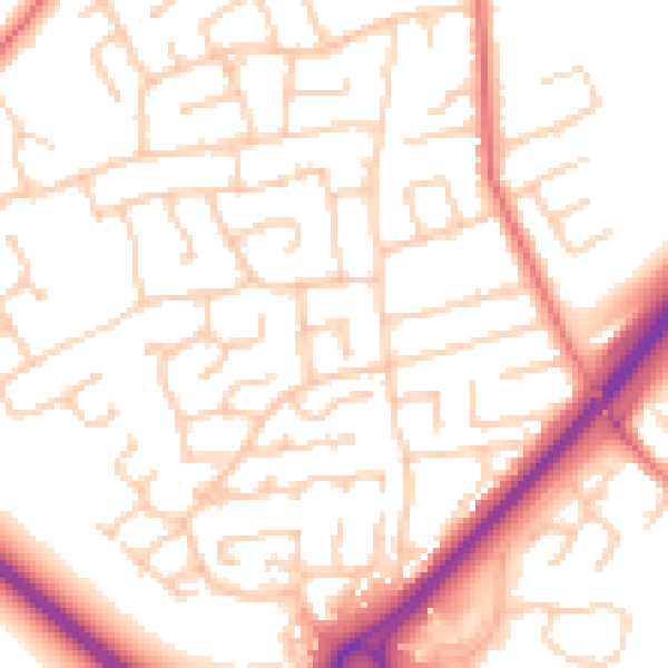 Daytime road noise heatmap for PR1 0YQ