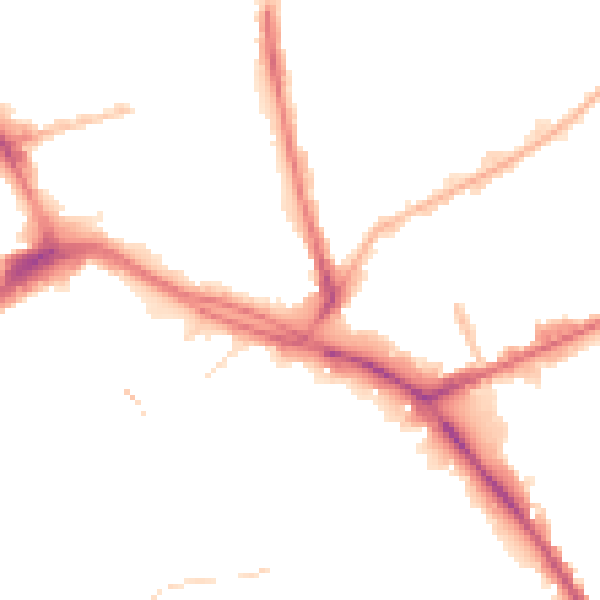 Night-time road noise heatmap for PR1 1ED