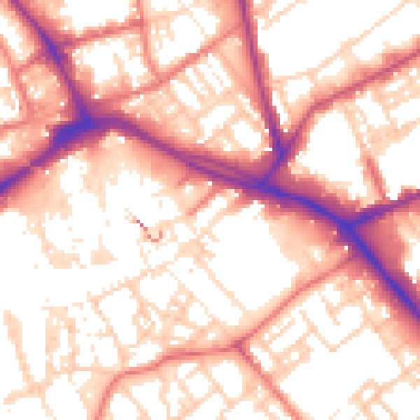 Daytime road noise heatmap for PR1 1EN