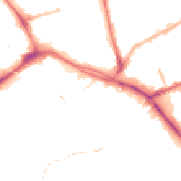 Night-time road noise heatmap for PR1 1EN
