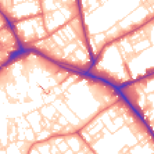 Daytime road noise heatmap for PR1 1ET