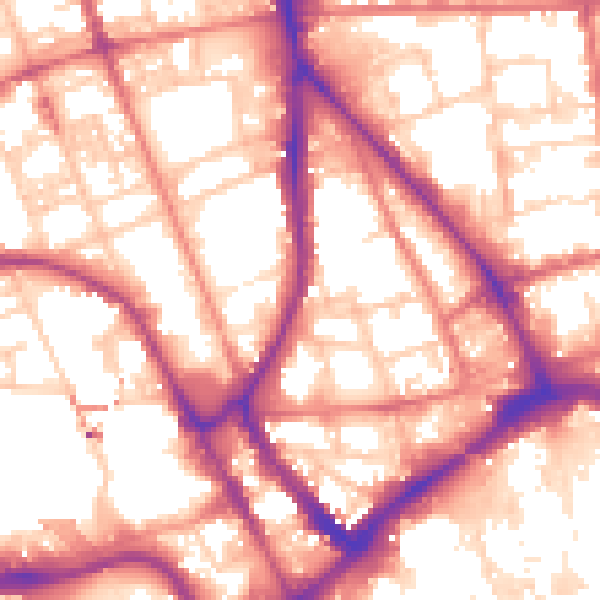 Daytime road noise heatmap for PR1 1JB