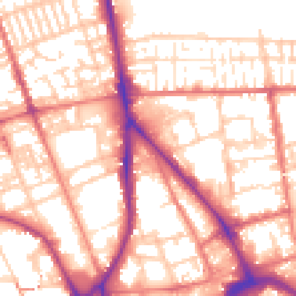 Daytime road noise heatmap for PR1 1JS