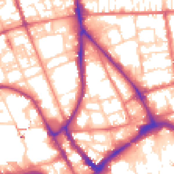 Daytime road noise heatmap for PR1 1JZ