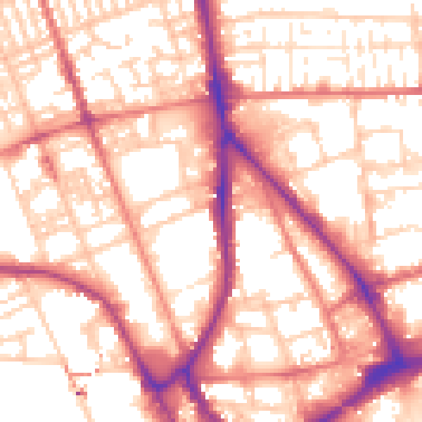 Daytime road noise heatmap for PR1 1LJ