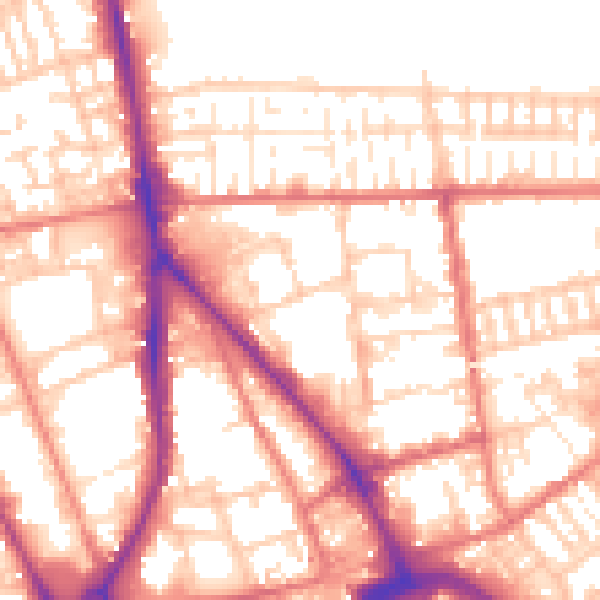 Daytime road noise heatmap for PR1 1PB