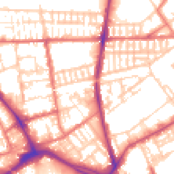 Daytime road noise heatmap for PR1 1QF