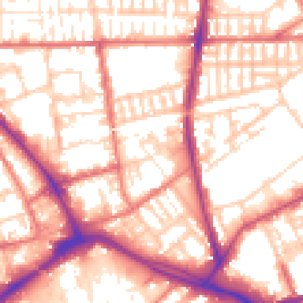 Daytime road noise heatmap for PR1 1QG
