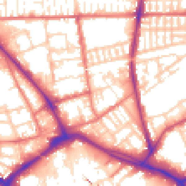 Daytime road noise heatmap for PR1 1QS