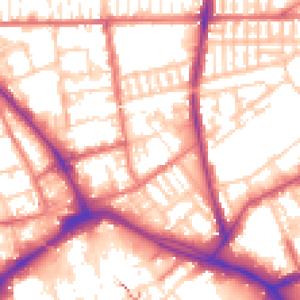 Daytime road noise heatmap for PR1 1QU