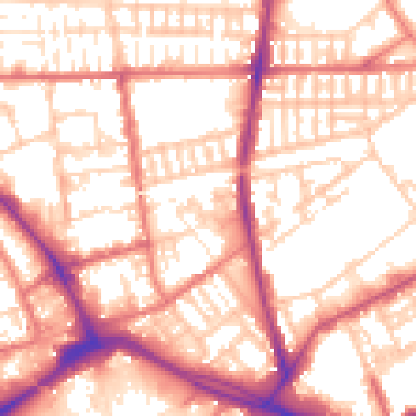 Daytime road noise heatmap for PR1 1QW