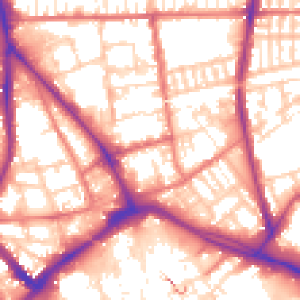 Daytime road noise heatmap for PR1 1TW