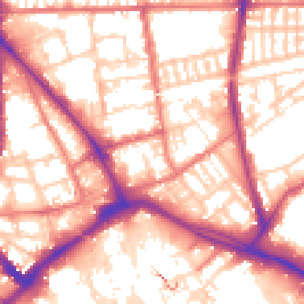 Daytime road noise heatmap for PR1 1UB
