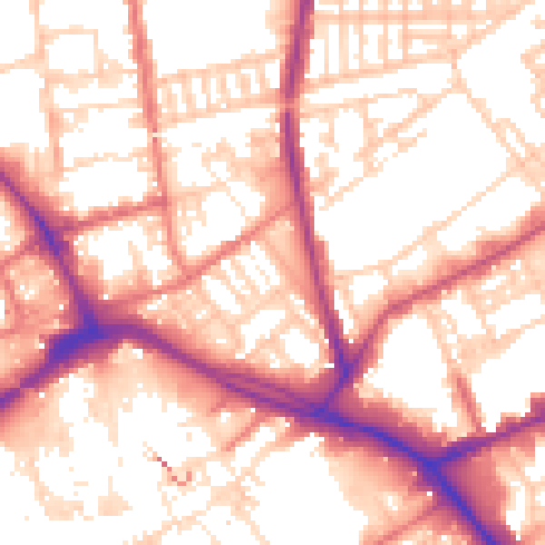 Daytime road noise heatmap for PR1 1UN