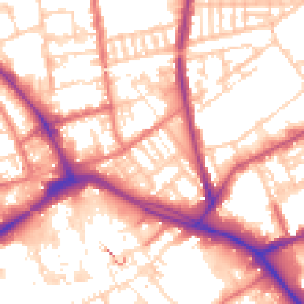 Daytime road noise heatmap for PR1 1UR