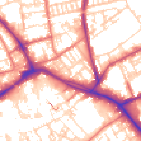 Daytime road noise heatmap for PR1 1XA