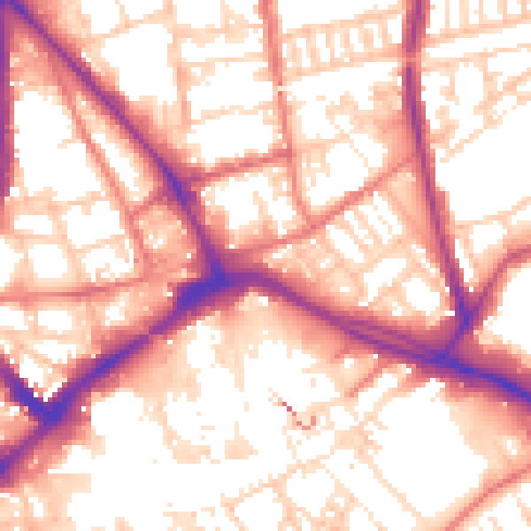 Daytime road noise heatmap for PR1 1XD