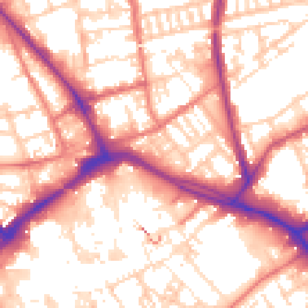 Daytime road noise heatmap for PR1 1XE