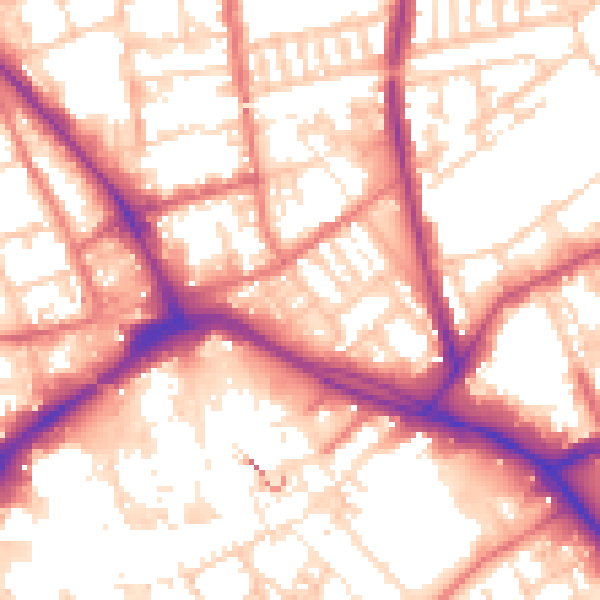 Daytime road noise heatmap for PR1 1XG