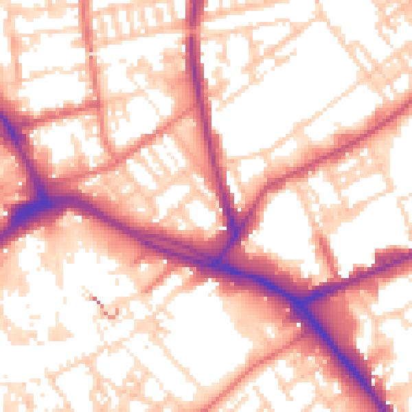 Daytime road noise heatmap for PR1 1XP