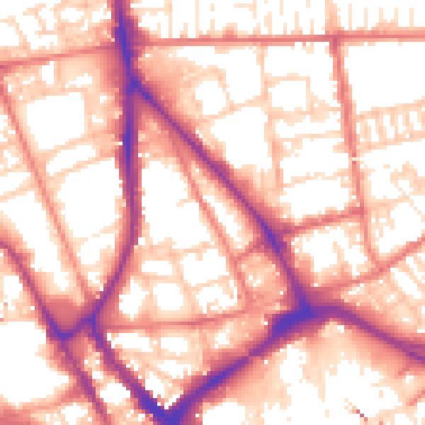 Daytime road noise heatmap for PR1 1YB