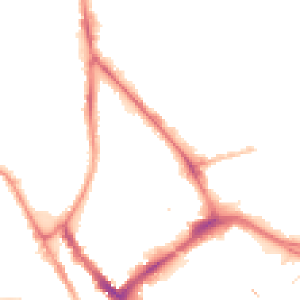Night-time road noise heatmap for PR1 1YB