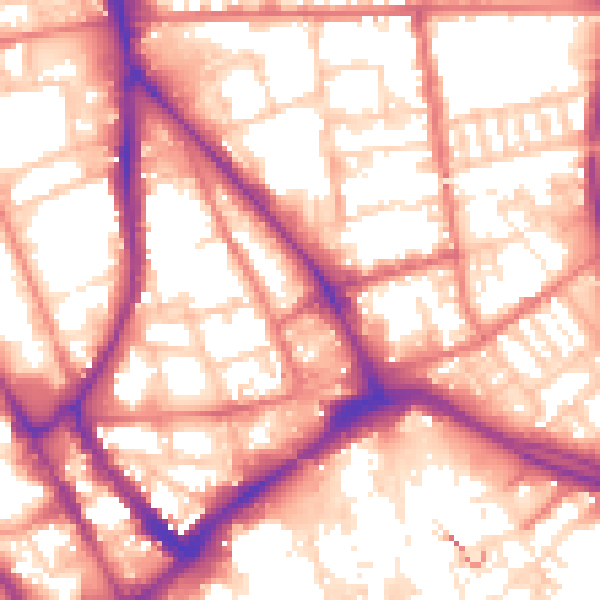 Daytime road noise heatmap for PR1 1YD