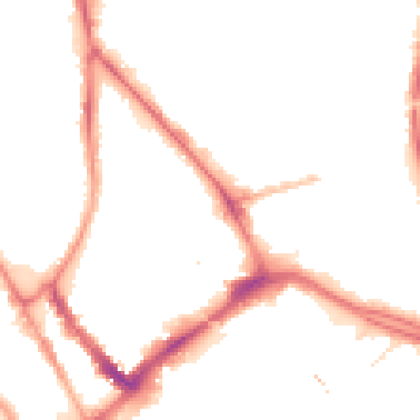 Night-time road noise heatmap for PR1 1YD