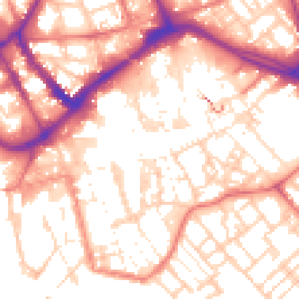 Daytime road noise heatmap for PR1 2AQ