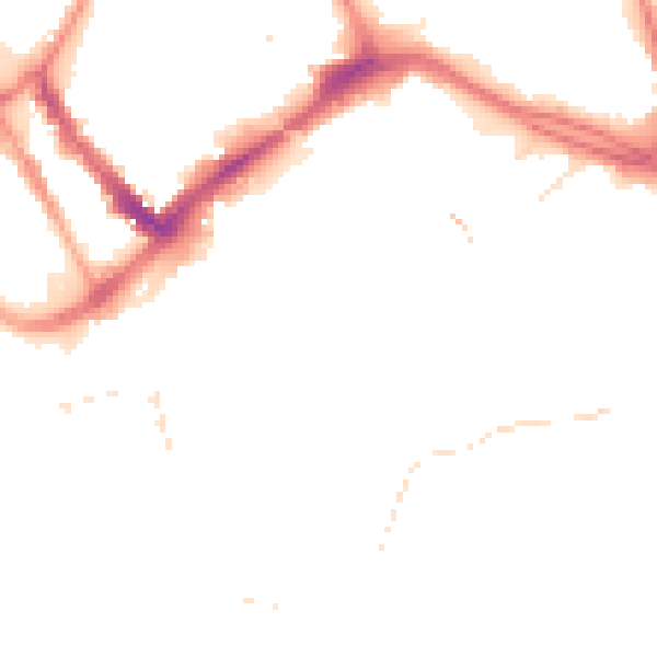 Night-time road noise heatmap for PR1 2AQ