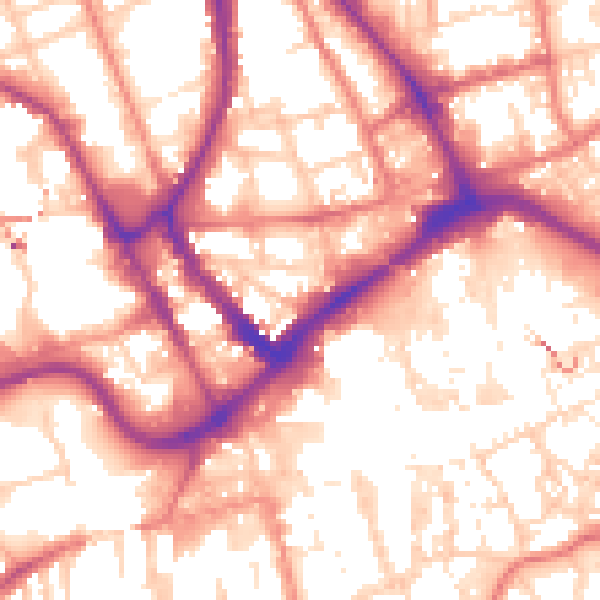 Daytime road noise heatmap for PR1 2EX