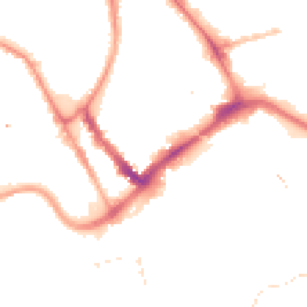 Night-time road noise heatmap for PR1 2EX