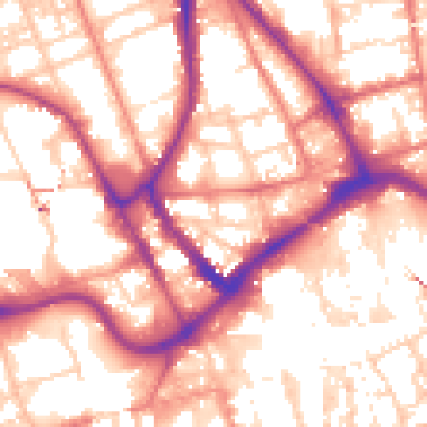 Daytime road noise heatmap for PR1 2HA