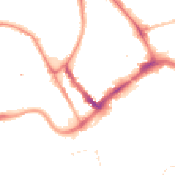 Night-time road noise heatmap for PR1 2HB