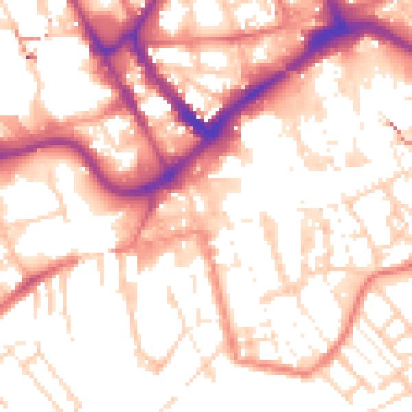 Daytime road noise heatmap for PR1 2NL