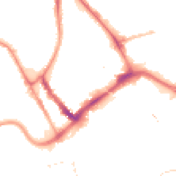 Night-time road noise heatmap for PR1 2QF