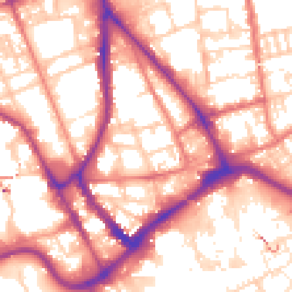 Daytime road noise heatmap for PR1 2QT
