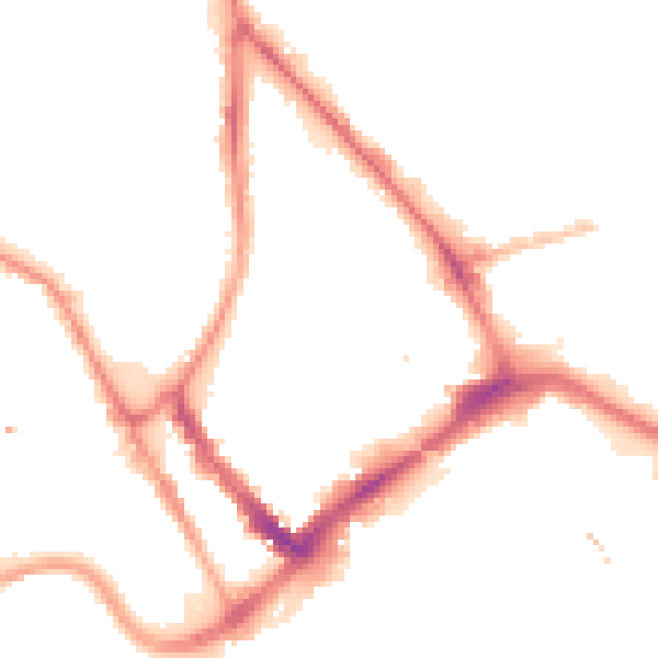 Night-time road noise heatmap for PR1 2QT