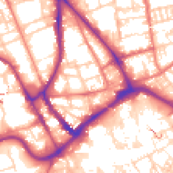 Daytime road noise heatmap for PR1 2RA