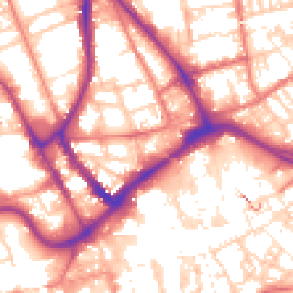 Daytime road noise heatmap for PR1 2RB