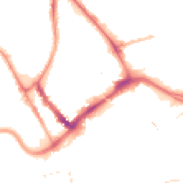 Night-time road noise heatmap for PR1 2RB