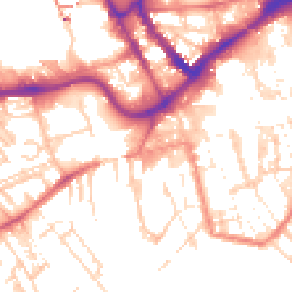 Daytime road noise heatmap for PR1 2RF