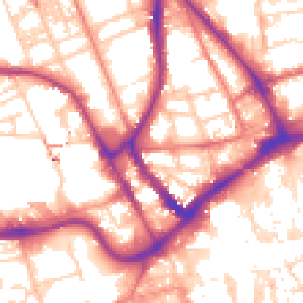 Daytime road noise heatmap for PR1 2RN