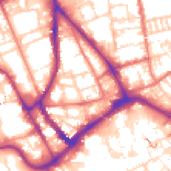 Daytime road noise heatmap for PR1 2RX